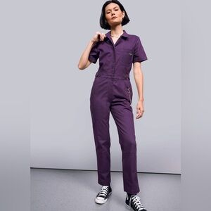 Wildfang The Essential High Waisted Coverall Jumpsuit Medium Plum Purple NWT